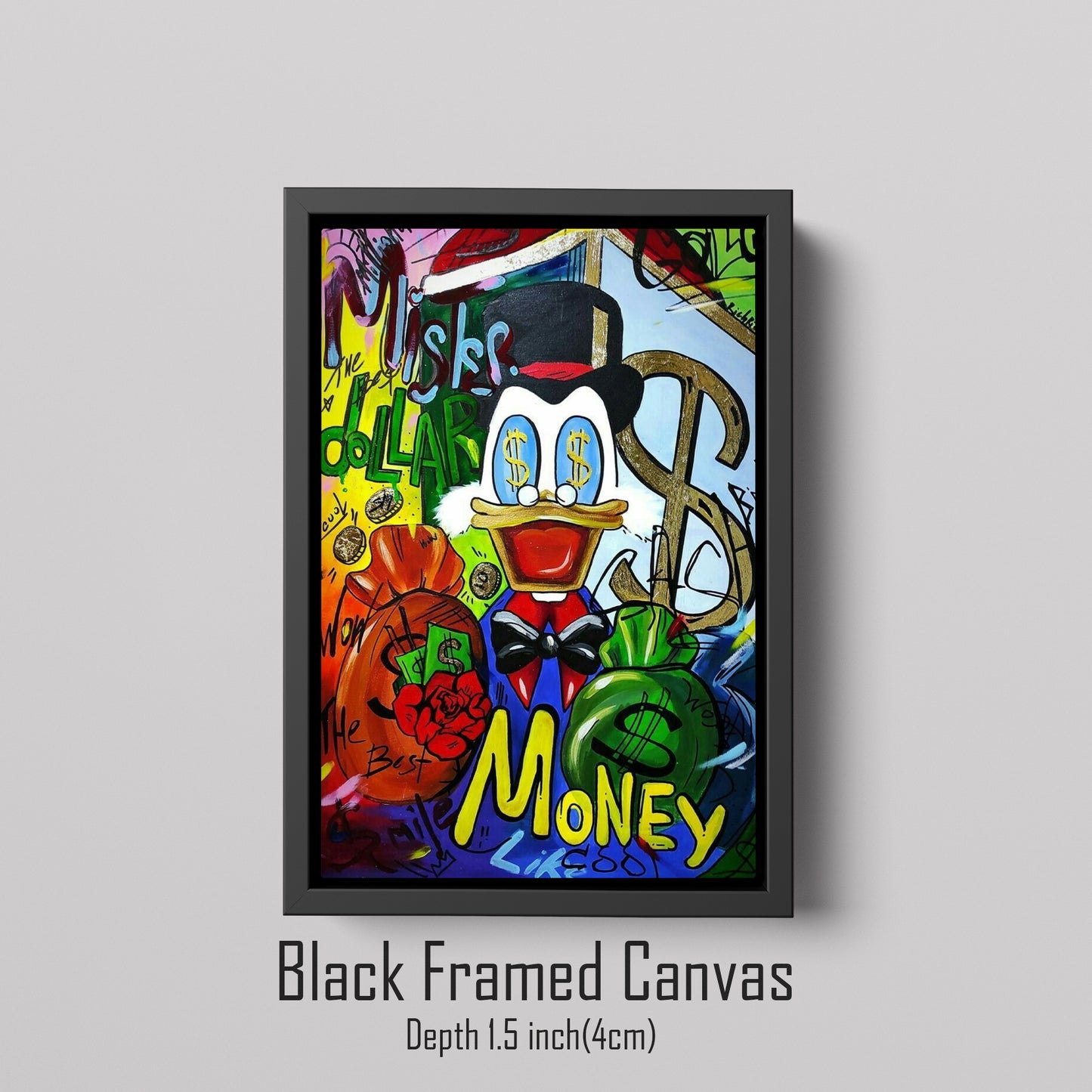 Scrooge McDuck with Dollar Symbol Pop Art Oil Painting, Rich McDuck Street Graffiti Pop Art Paint, Banksy Style McDuck Oil Paint - Artsber 7