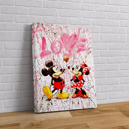 Abstract Love Mickey and Minne Mouse Pop art Canvas, Mickey Mouse Street Graffiti Art - 170