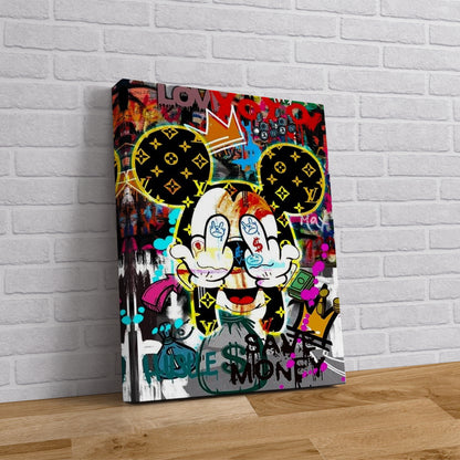 New Banksy Graffiti Funny Mickey Mouse Middle Finger Canvas Wall Art - 278