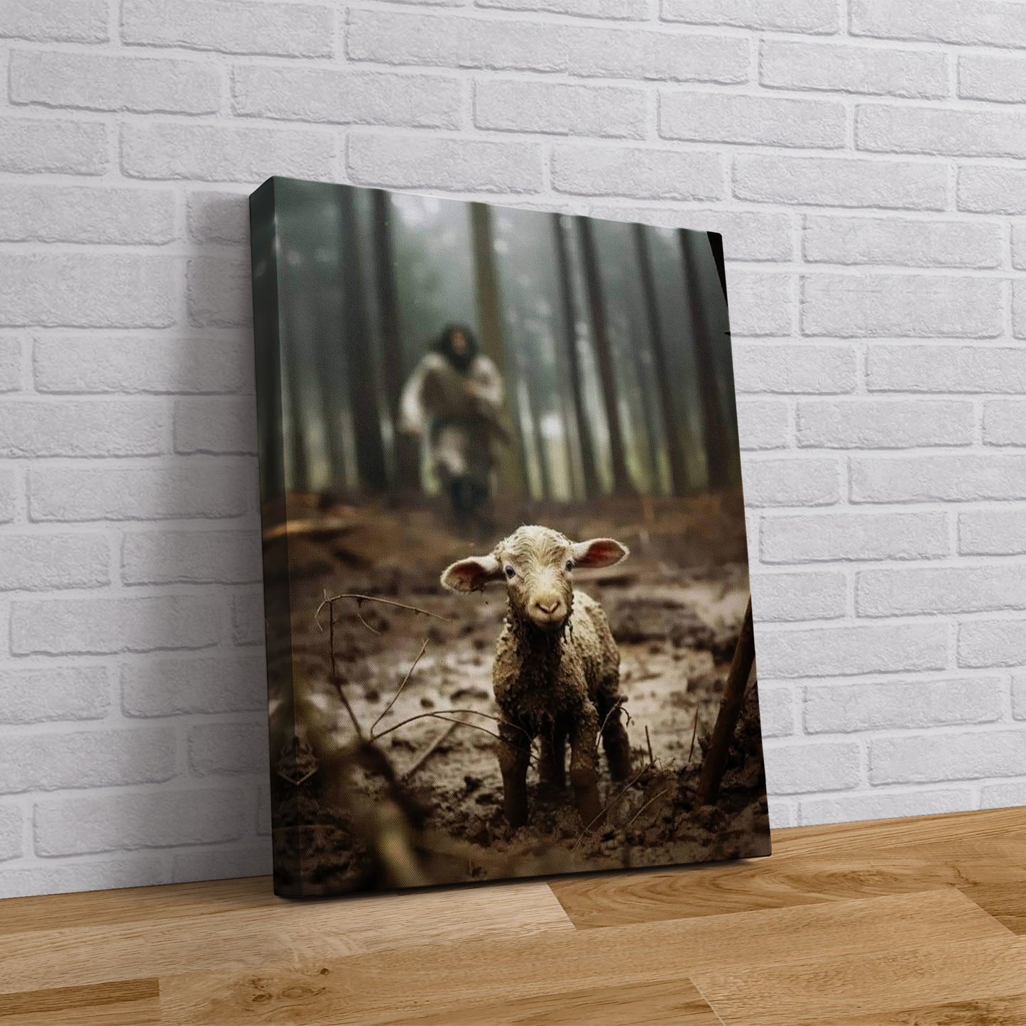 Jesus and Lamb No Words, Faith Canvas Prints, Jesus Canvas Art - PPL130