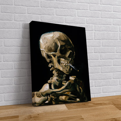 Van Gogh Skull of a Skeleton with Burning Cigarette  Canvas Art Print - PPL53