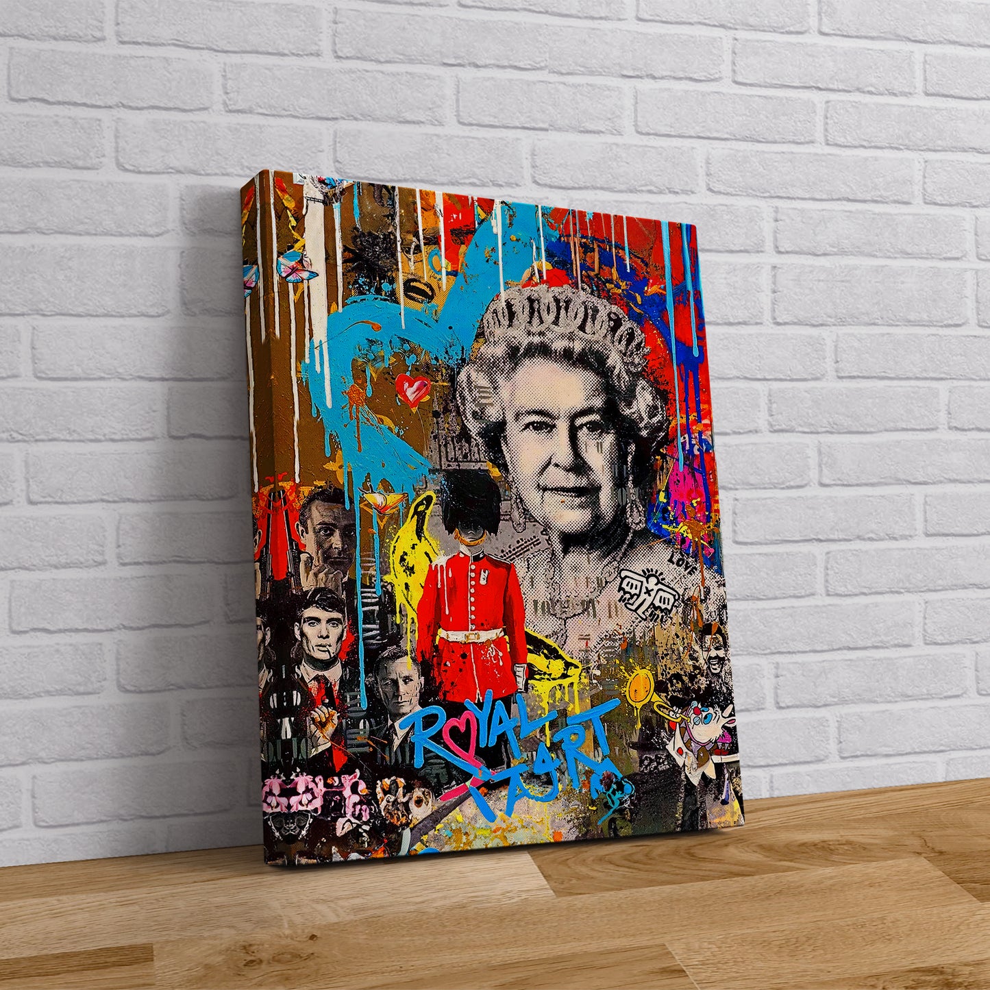 Queen Elizabeth II Graffiti Pop Art Canvas, Banksy Style Pop Art - 169