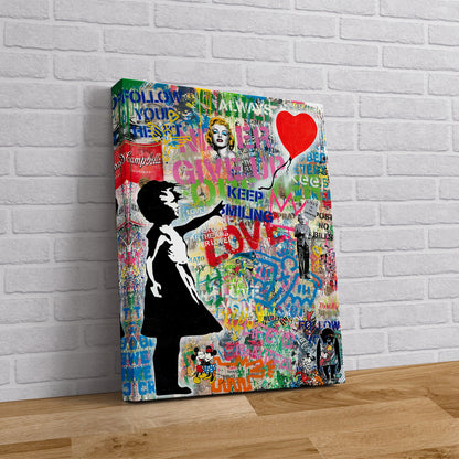 Banksy Balloon Girl Pop Art Follow Your Heart Canvas Wall Art, Banksy Art,  Balloon Girl Graffiti, Street Graffiti Wall Art, Banksy  - 12