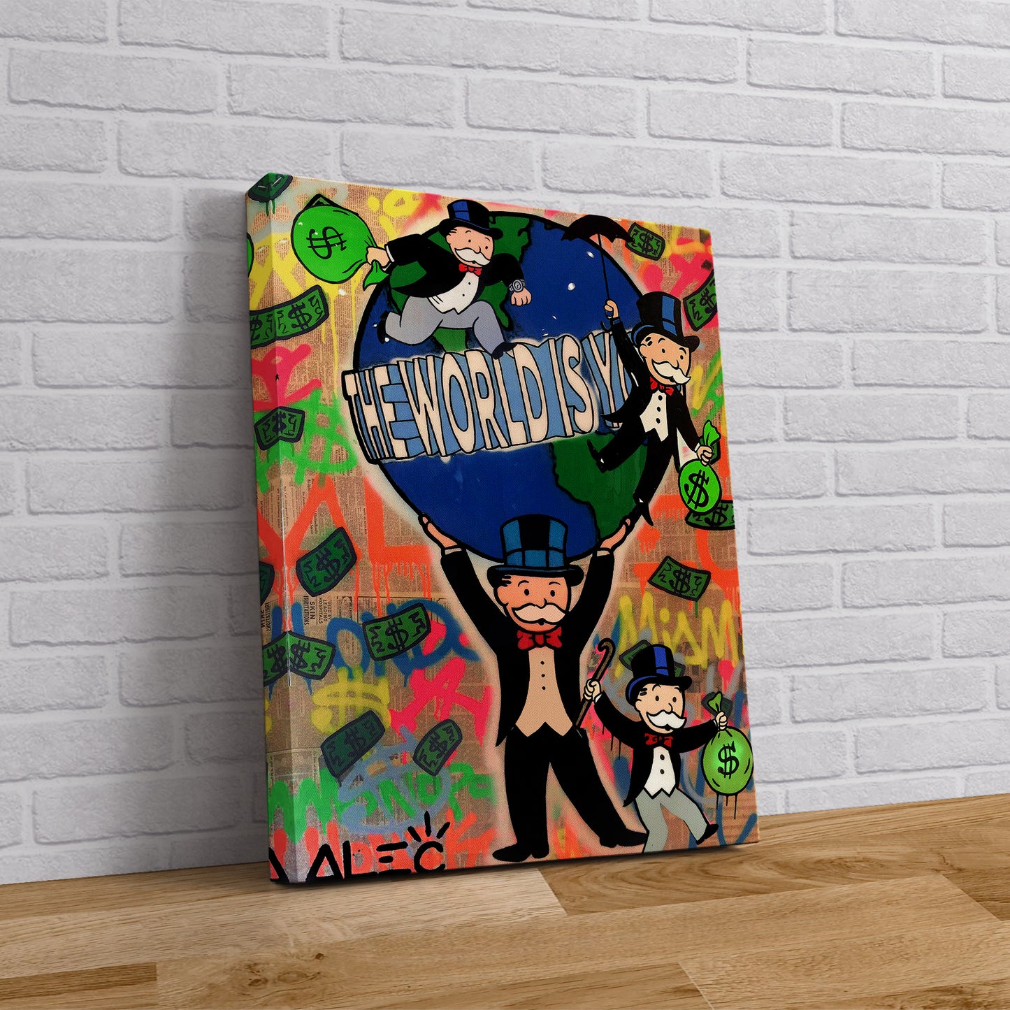 Monopoly & quot The World Is Yours Street Graffiti Pop Art Canvas Wall Art - 164