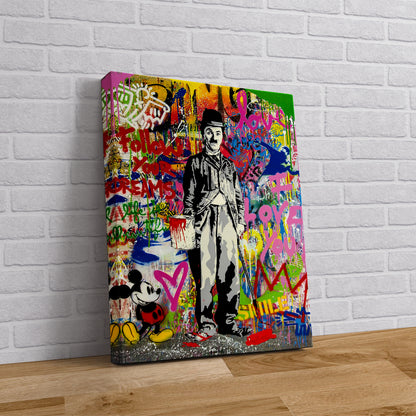 Charlie Chaplin Banksy Pop Art Canvas Wall Art, Banksy Charlie Chaplin, Street Graffiti Wall Art,Charlie Chaplin Pop Art Canvas - 34