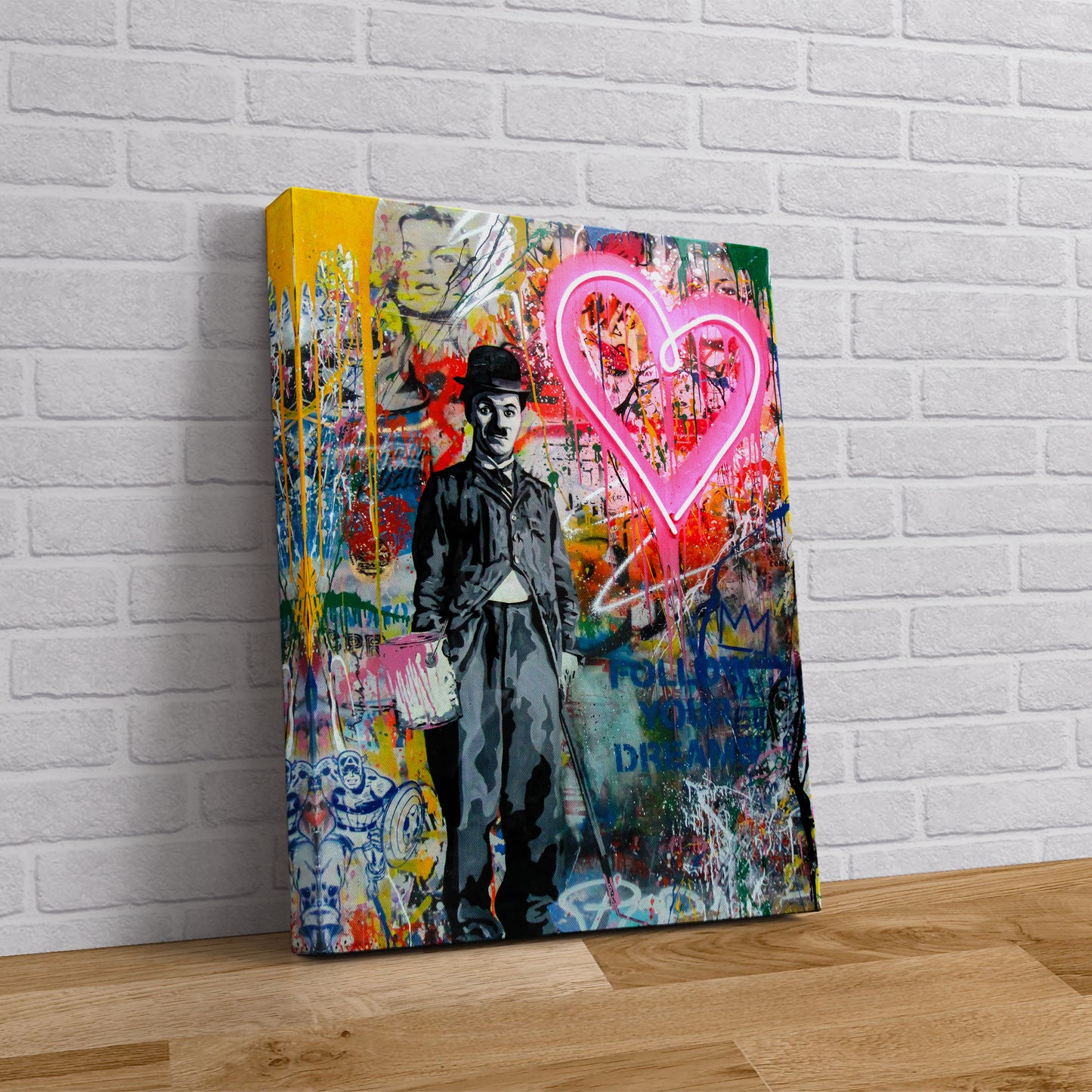 Charlie Chaplin Love Banksy Pop Art Canvas Wall Art, Banksy Charlie Chaplin, Street Graffiti Wall Art, Charlie Chaplin Pop Art Canvas - 38