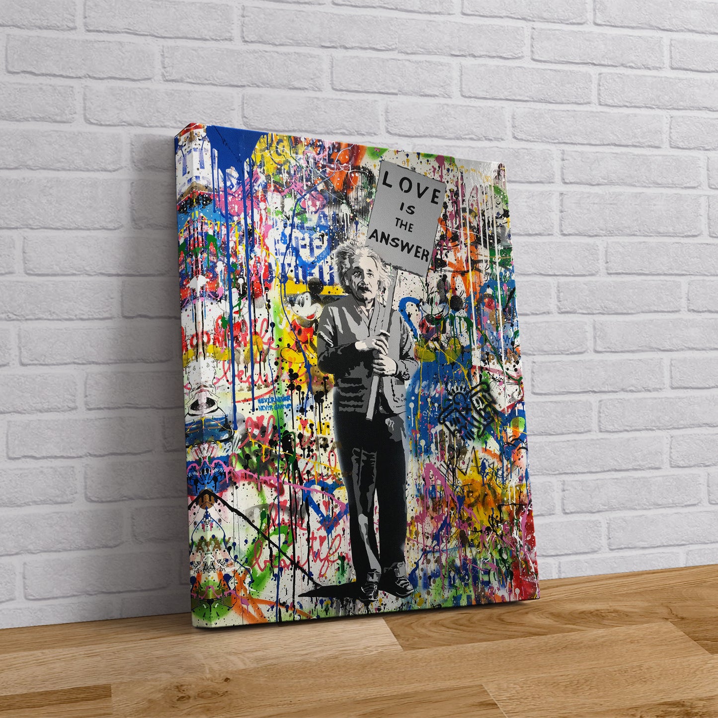 Albert Einstein Pop Art Canvas Wall Art, Banksy Art,  Einstein Graffiti, Street Graffiti Wall Art, Banksy  Einstein Poster