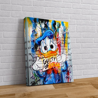 Banksy Guilty Donald Duck Graffiti Pop Art Canvas, Banksy Style Pop Art, Donald Duck Pop Art , Street Graffiti Wall Art, Donald Duck Gift - 65