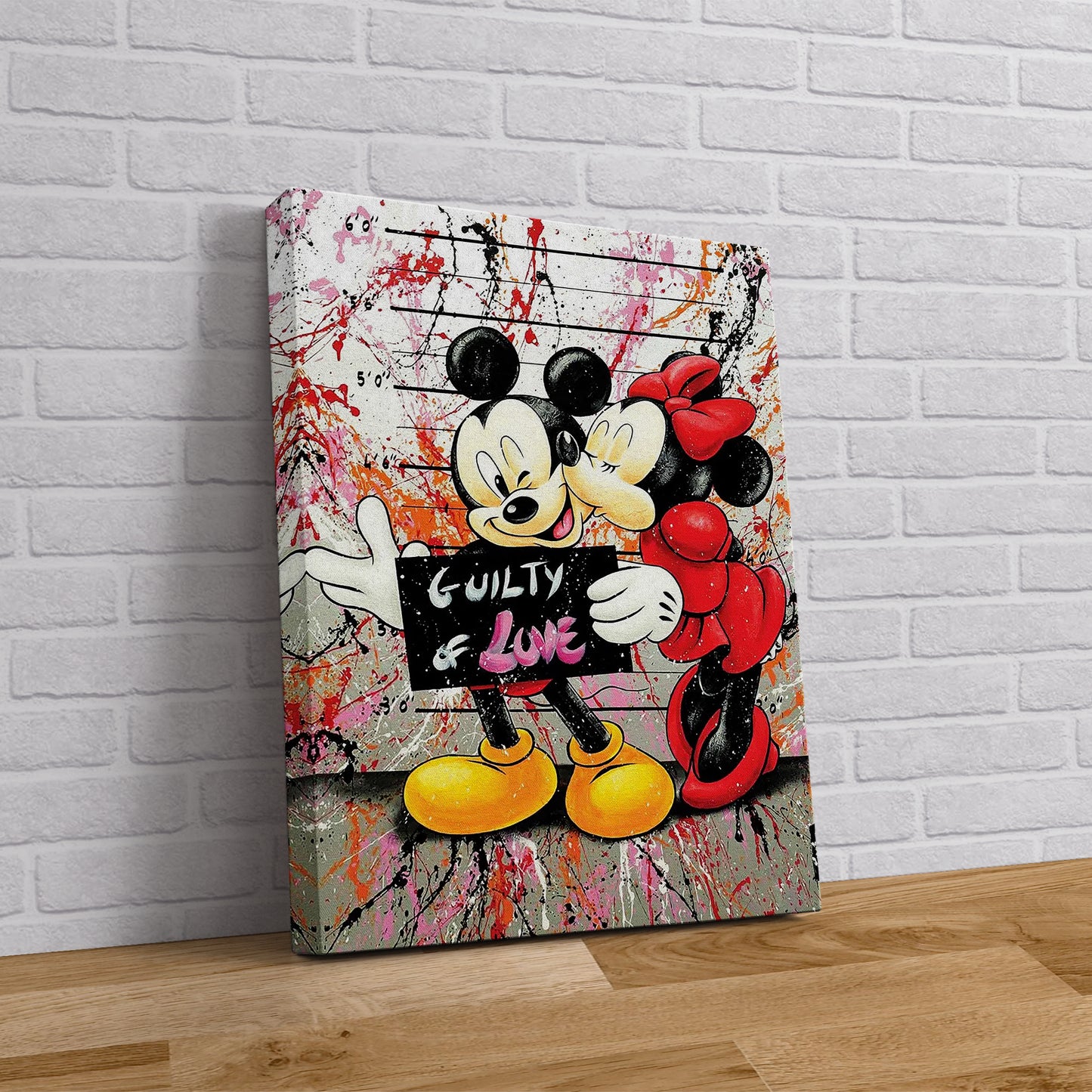 Guilty of Love Mickey and Minnie Mouse Canvas Wall Art, Banksy Style Pop Art - 177