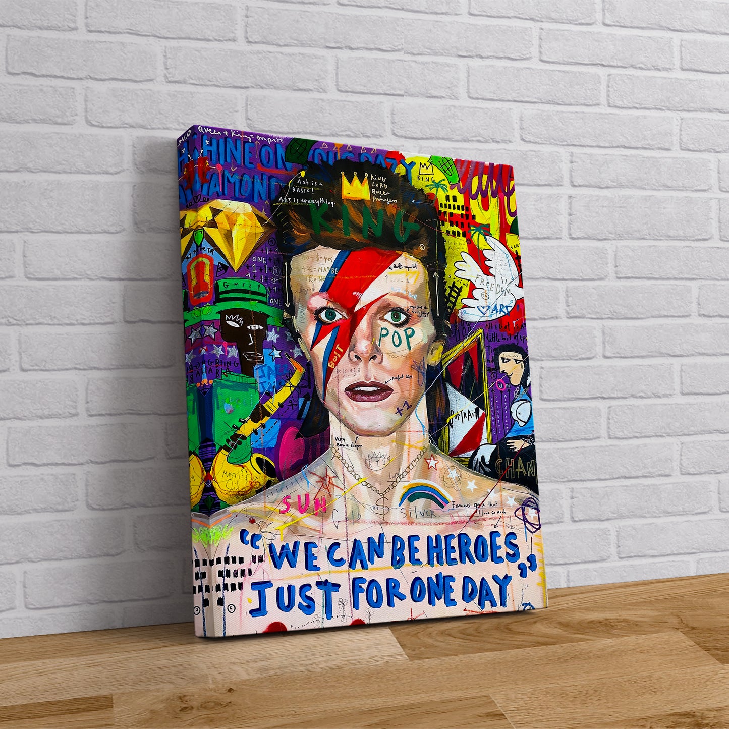 Banksy David Bowie Graffiti Pop Art Canvas, Banksy  Style Pop Art, David Bowie Pop Art , Street Graffiti Wall Art, David Bowie Poster - 43