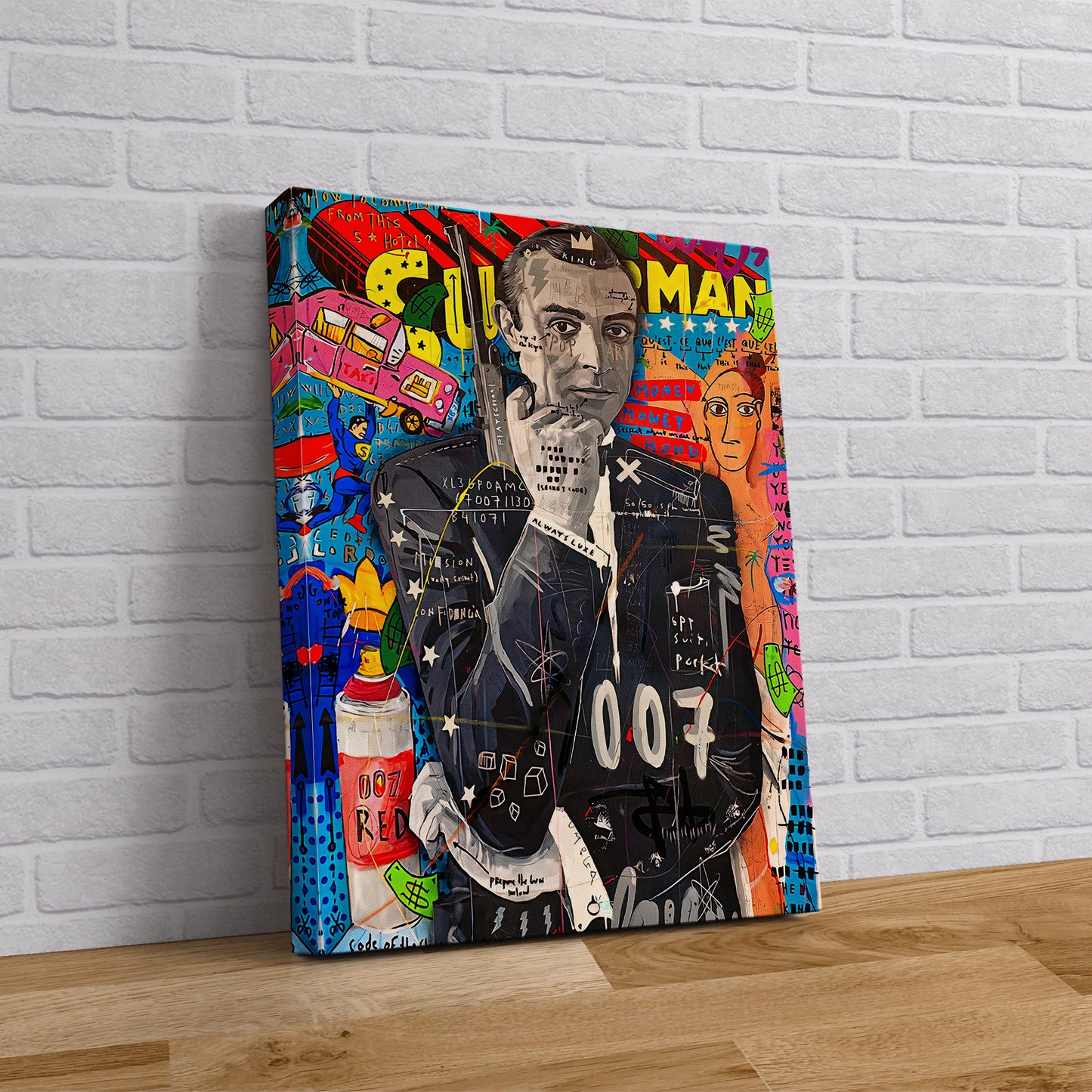 Banksy James Bond Graffiti Pop Art Canvas, Banksy Style Pop Art, Sean Connery Pop Art - 85