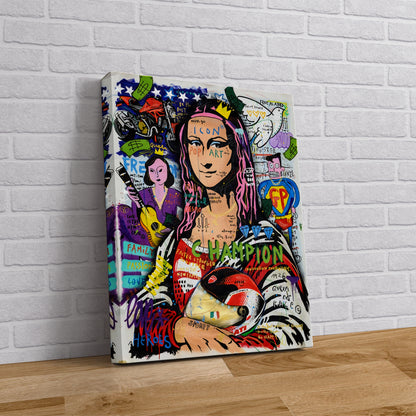 Banksy Champion Mona Lisa Graffiti Pop Art Canvas, Banksy Style Pop Art, Mona Lisa Pop Art , Street Graffiti Wall Art, Mona Lisa Poster - 61