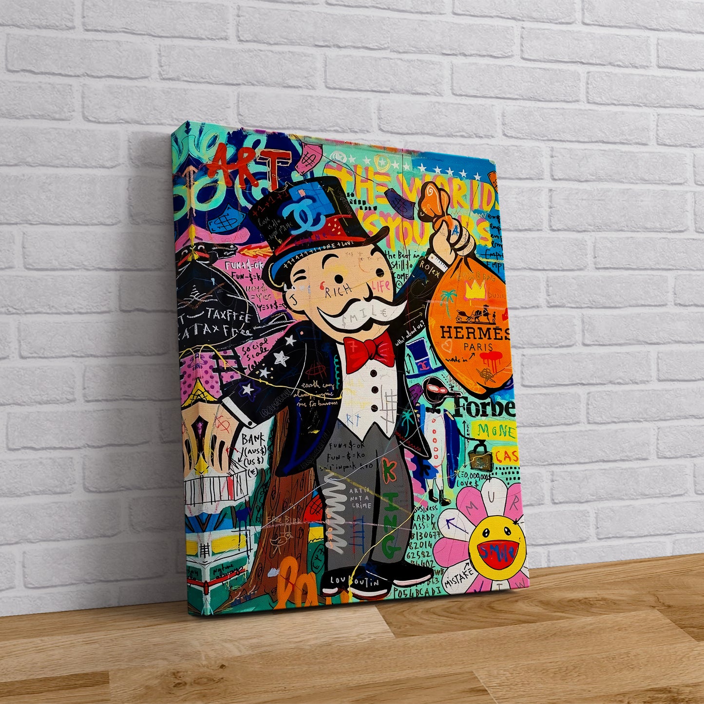 Monopoly Man The World is Your Fashion Unique Modern Painting Abstract Framed Canvas Wall Art - 83