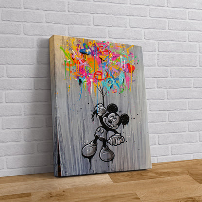 Abstract Mickey Balloon Mouse Canvas Wall Decor, Banksy Poster, Mickey Mouse Art - 81