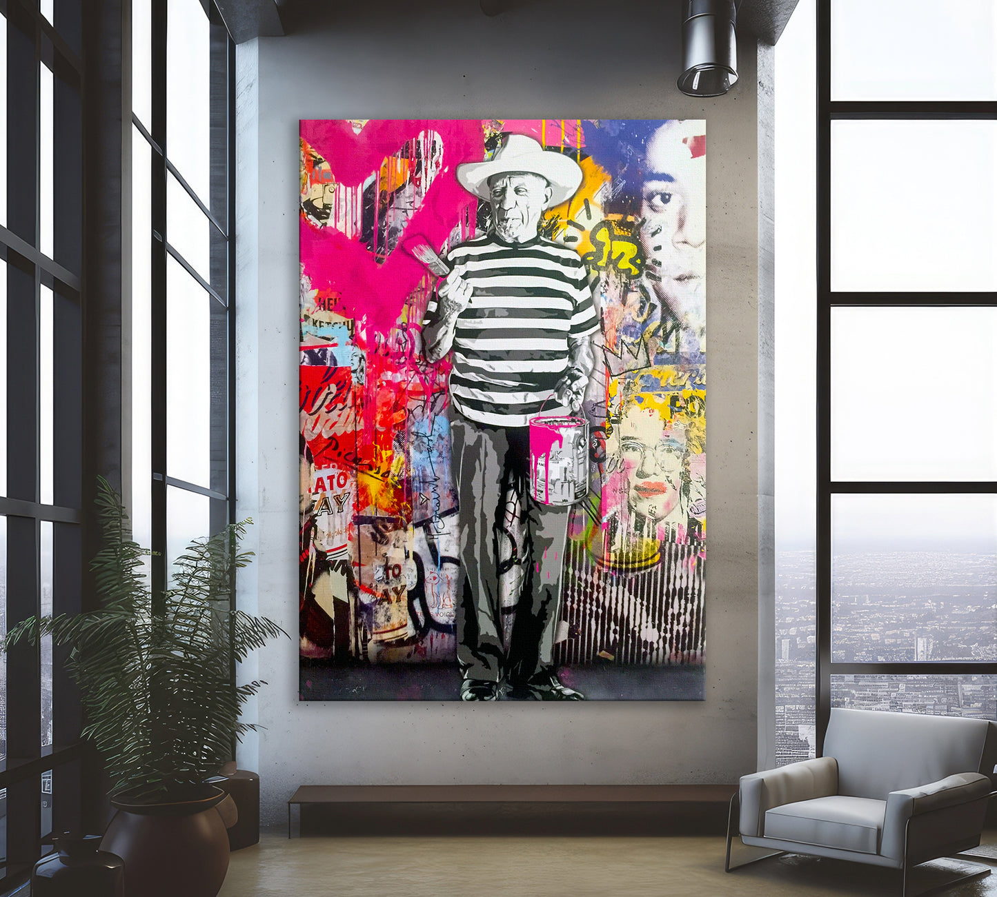 Picasso Banksy Pop Art Canvas Wall Art, Banksy Picasso, Street Graffiti Wall Art, Pablo Picasso Pop Art Canvas - 35