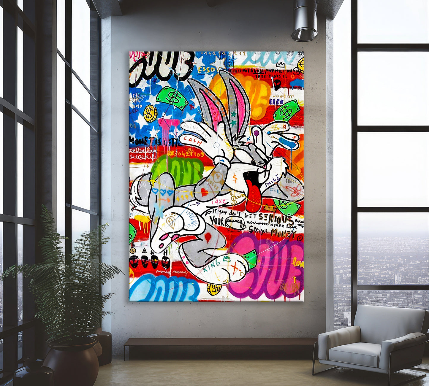 Bugs Bunny Banksy Pop Art Canvas Print - Bugs Bunny Pop Art Graffiti Wall Art, Pop Art Graffiti Home Decor, Pop Art Room Decor - 18