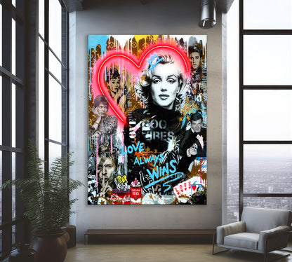 Banksy Marilyn Monroe - Love Always Wins - Graffiti Pop Art Canvas - 267