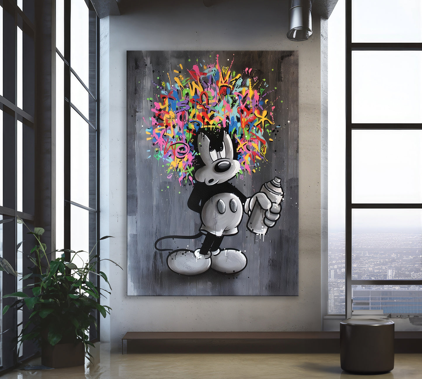 Mickey Mouse Abstract Pop Art Canvas Print, Luxury Painting Fashion Prints - 104