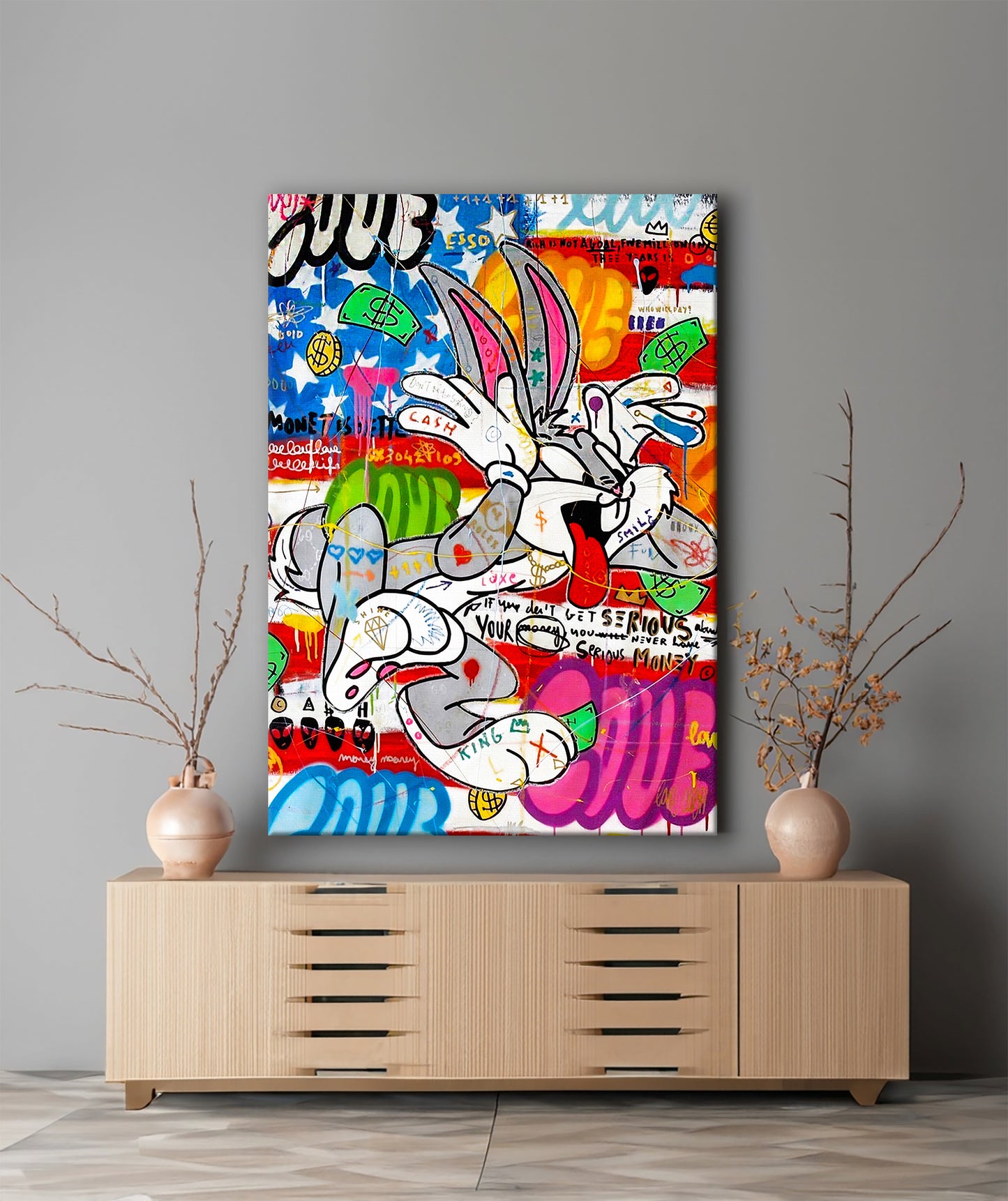 Bugs Bunny Banksy Pop Art Canvas Print - Bugs Bunny Pop Art Graffiti Wall Art, Pop Art Graffiti Home Decor, Pop Art Room Decor - 18