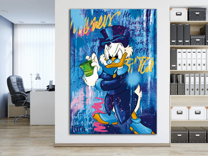 Banksy Blue Abstract  McDuck Graffiti Pop Art Canvas, Banksy  Style Pop Art McDuck Pop Art , Street Graffiti Wall Art - 97