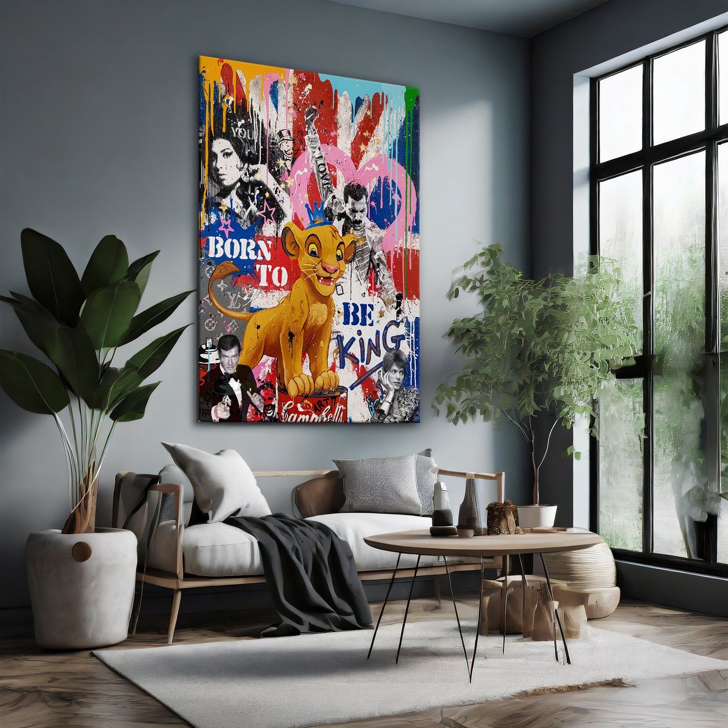Lion King Pop Art Pop Art Canvas, Banksy Canvas Print Modern Wall Art Urban Graffiti - 277