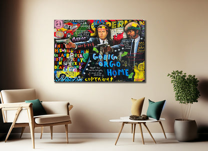 Banksy Style Pulp Fiction Graffiti Pop Art Canvas, Say What Again, Vincent Vega - 406