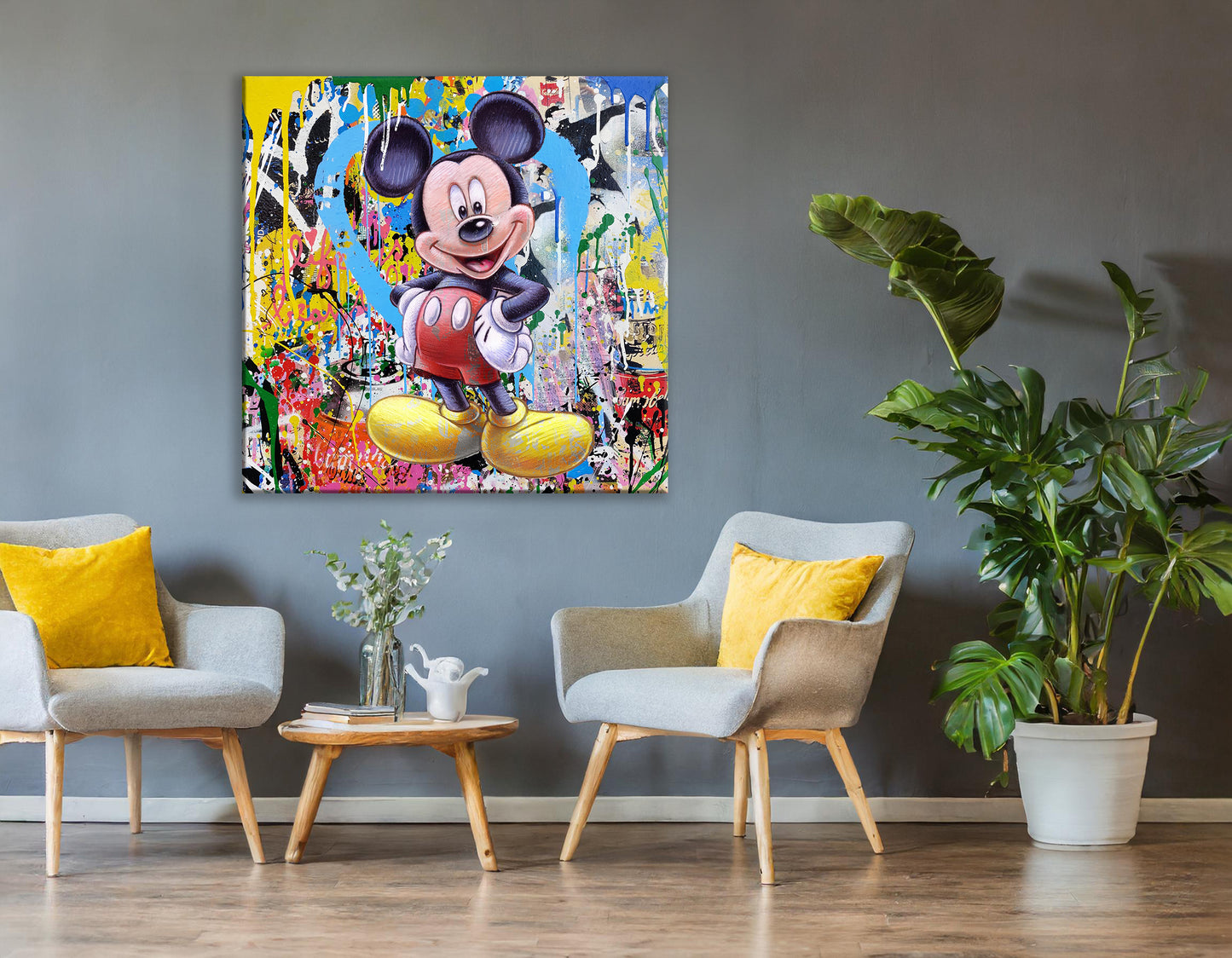Banksy Mickey Mouse Graffiti Pop Art - Mickey Mouse Square  Pop Art Print - 204