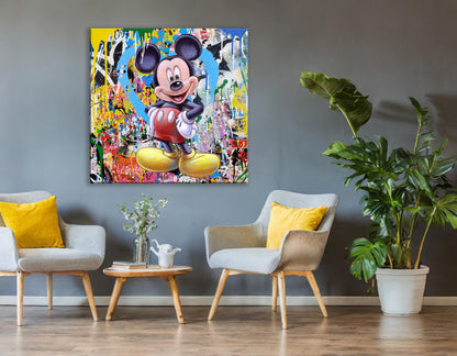 Banksy Mickey Mouse Graffiti Pop Art - Mickey Mouse Square  Pop Art Print - 204