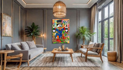 Scrooge McDuck Party Fun Pop Art Oil Painting, McDuck Street Graffiti Pop Art Paint, Banksy Style McDuck Oil paint - Artsber 1