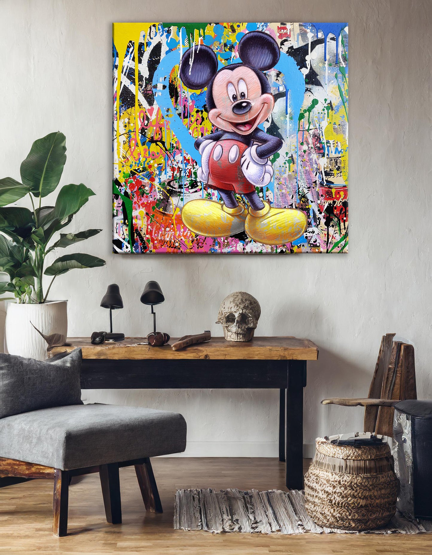 Banksy Mickey Mouse Graffiti Pop Art - Mickey Mouse Square  Pop Art Print - 204