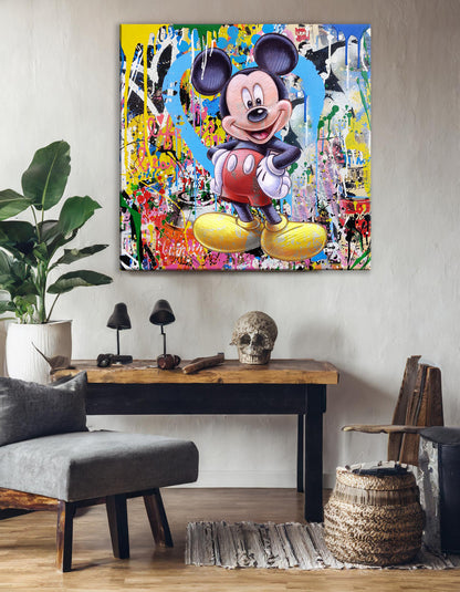 Banksy Mickey Mouse Graffiti Pop Art - Mickey Mouse Square  Pop Art Print - 204