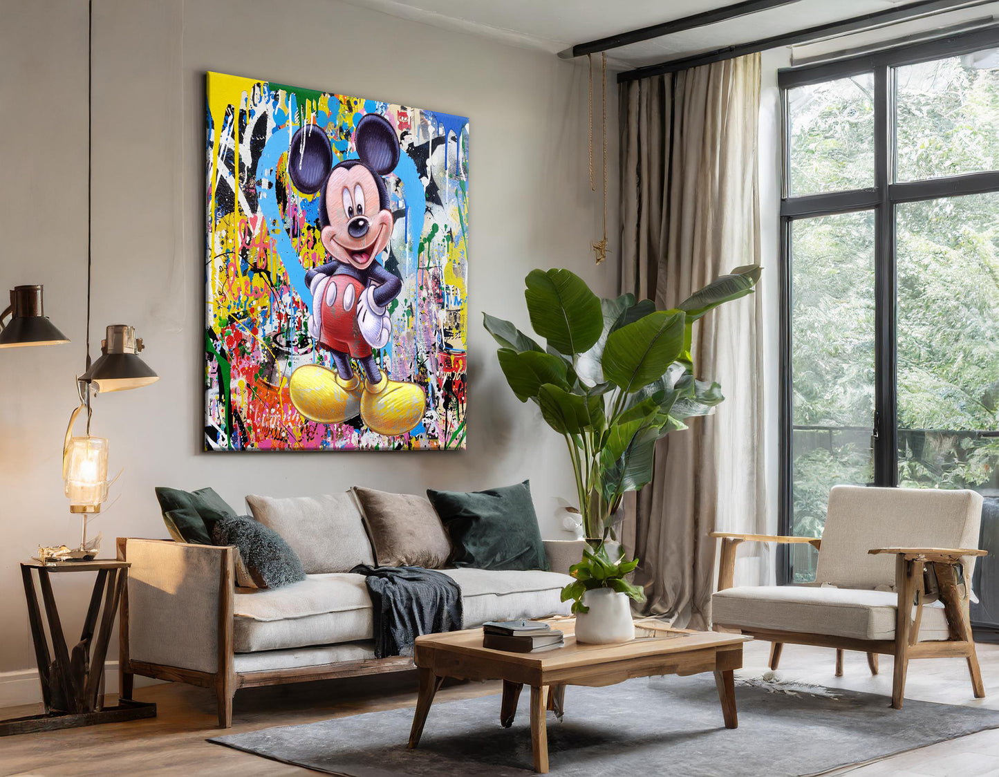 Banksy Mickey Mouse Graffiti Pop Art - Mickey Mouse Square  Pop Art Print - 204
