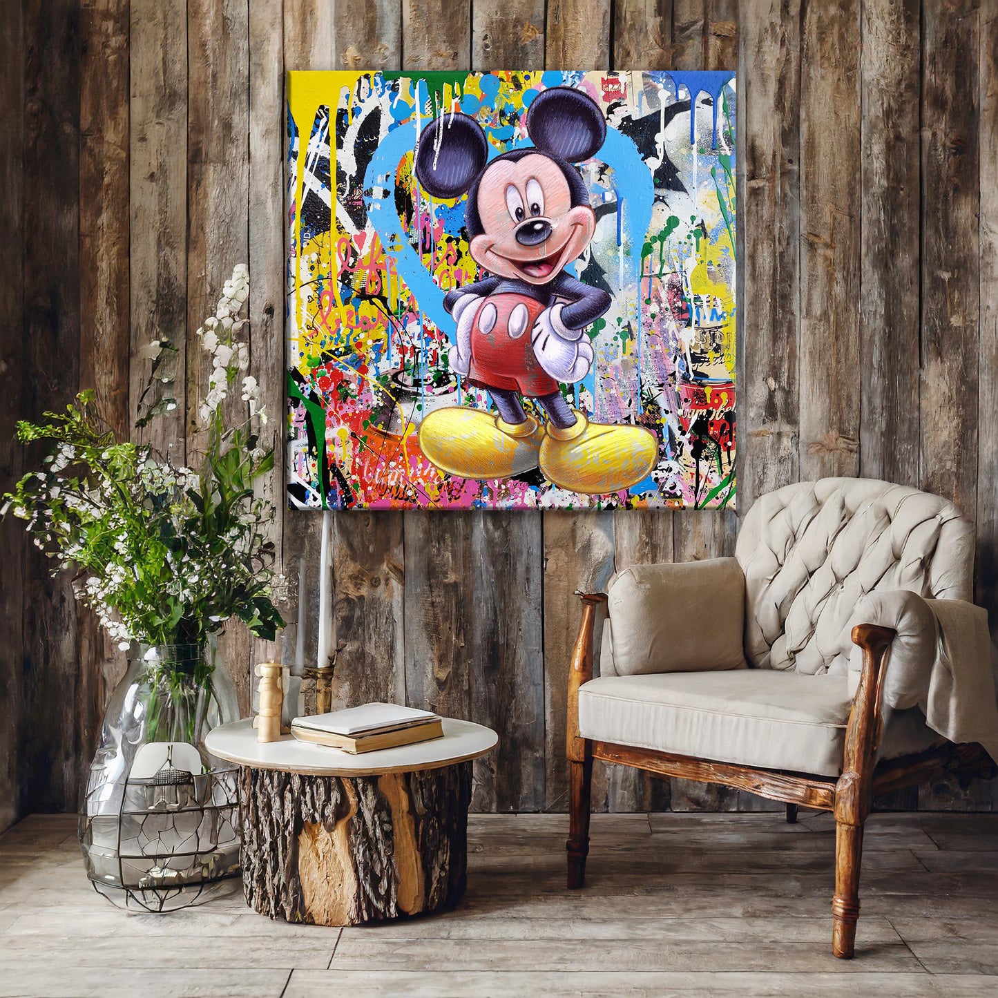 Banksy Mickey Mouse Graffiti Pop Art - Mickey Mouse Square  Pop Art Print - 204