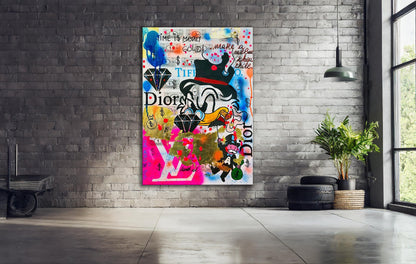 Scrooge McDuck Time is Money, Luxe Wall Art, Unique Canvas Print Wall Art, Banksy Style Pop Art - Artsber 4