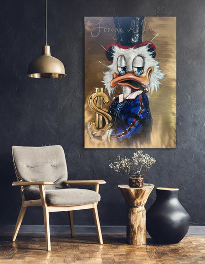 Scrooge McDuck Holding Dollar and Smoking Cigar Pop Art Oil Painting, McDuck Street Graffiti Pop Art Paint, Banksy Style McDuck Oil Paint - Artsber 2