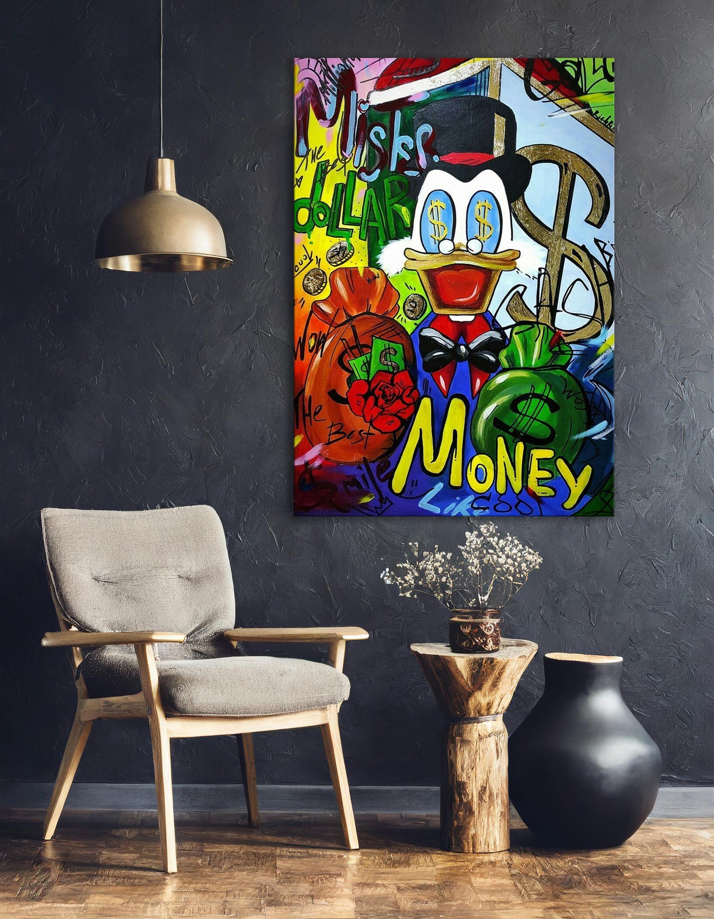 Scrooge McDuck with Dollar Symbol Pop Art Oil Painting, Rich McDuck Street Graffiti Pop Art Paint, Banksy Style McDuck Oil Paint - Artsber 7