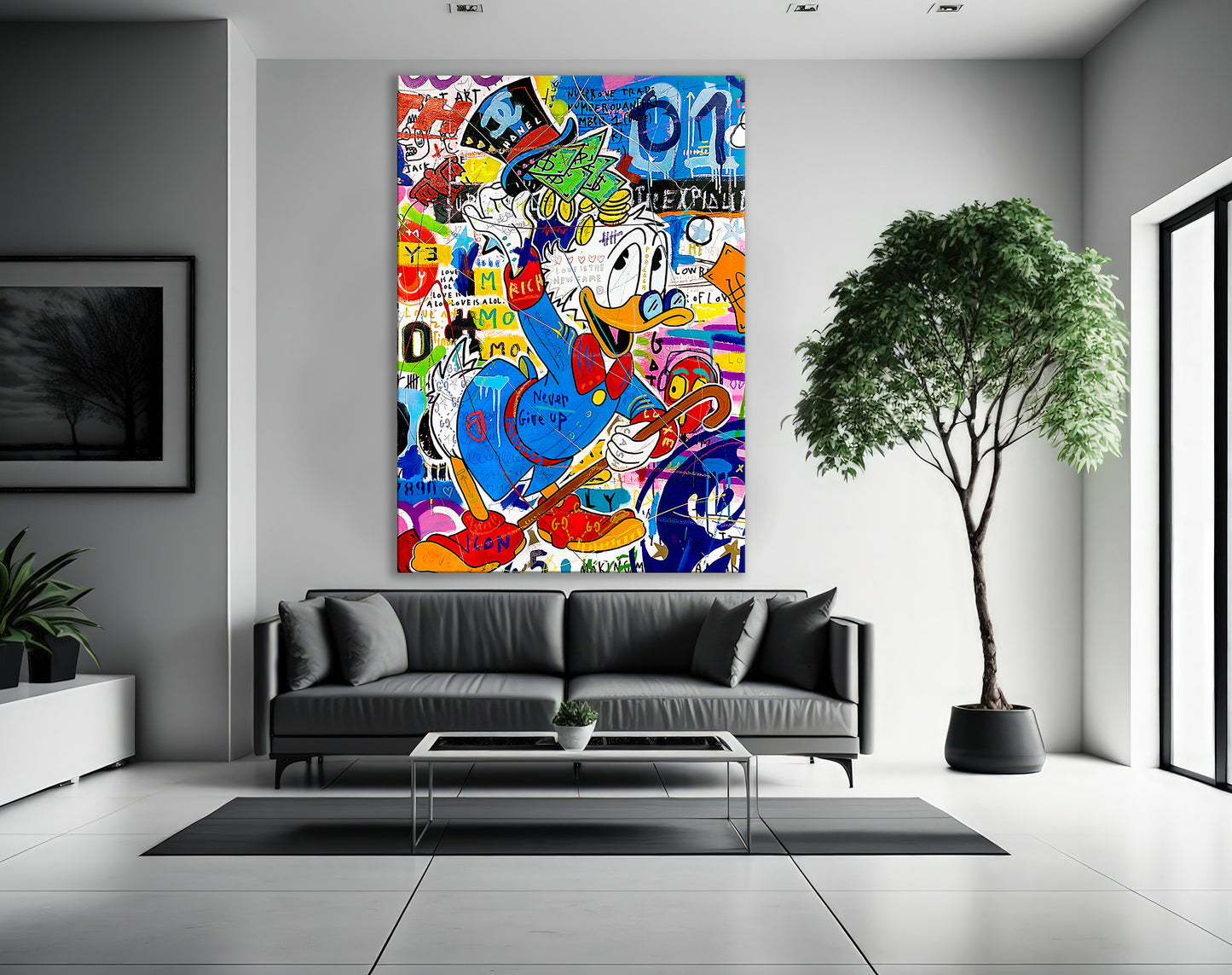 Banksy Scrooge McDuck Pop Art Canvas Print - Mc Duck Pop Art Graffiti Wall Art, Pop Art Graffiti Home Decor, Pop Art Room Decor - 24