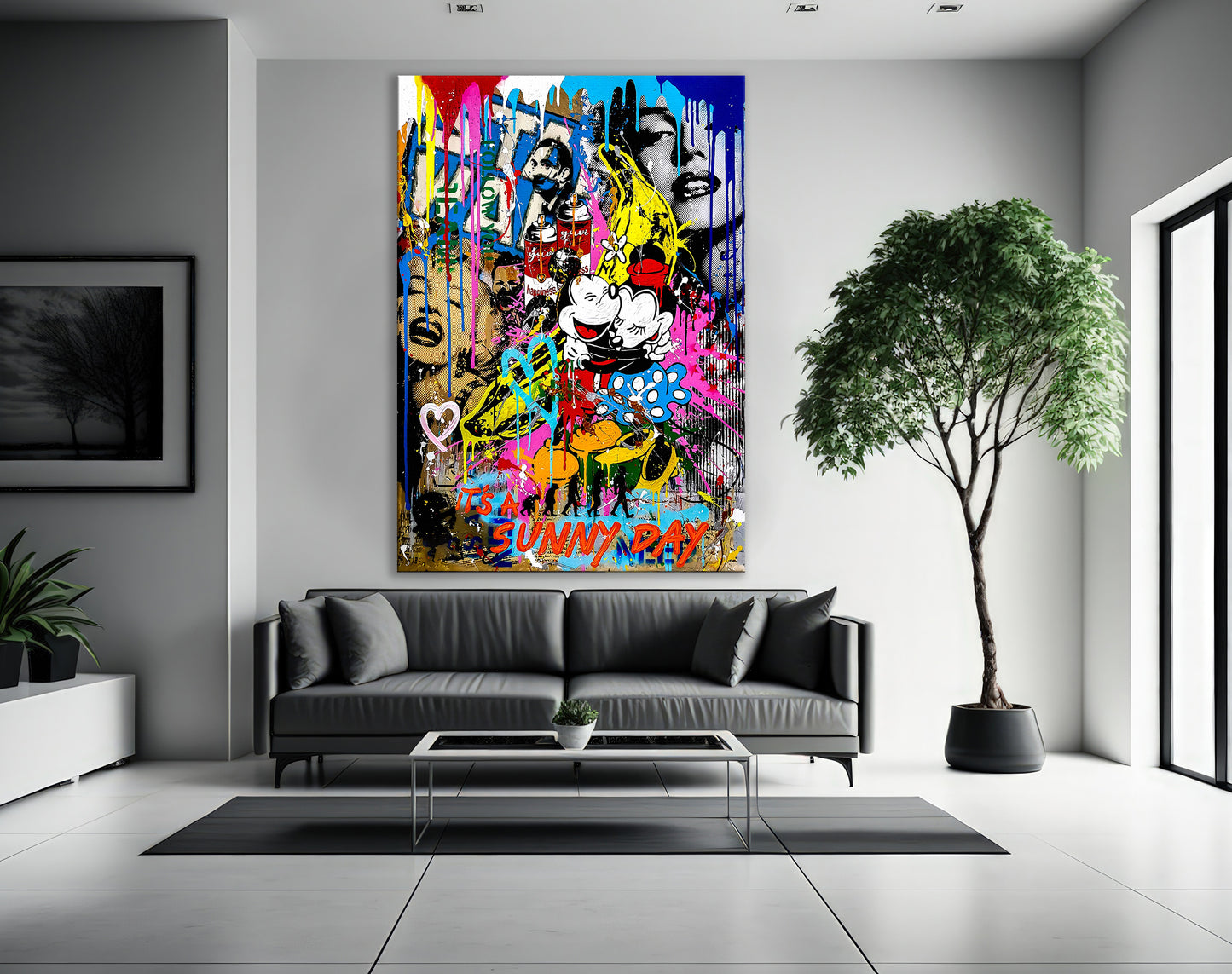 Banksy Mickey and Minnie Mouse Graffiti Pop Art Canvas, Banksy Style Pop Art, Mickey Pop Art , Street Graffiti Wall Art, Minnie Mouse Poster - 50