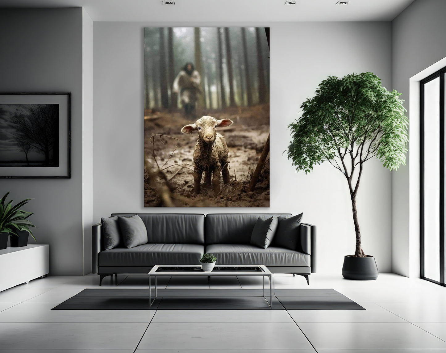 Jesus and Lamb No Words, Faith Canvas Prints, Jesus Canvas Art - PPL130