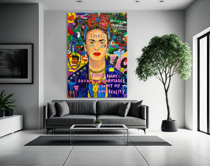 Banksy Frida Pop Art Canvas Print - Frida Kahlo Pop Art Graffiti Wall Art, Pop Art Graffiti Home Decor, Pop Art Room Decor - 22