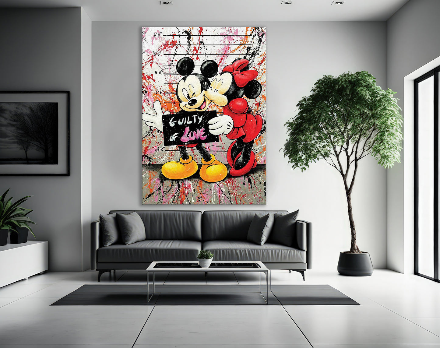 Guilty of Love Mickey and Minnie Mouse Canvas Wall Art, Banksy Style Pop Art - 177