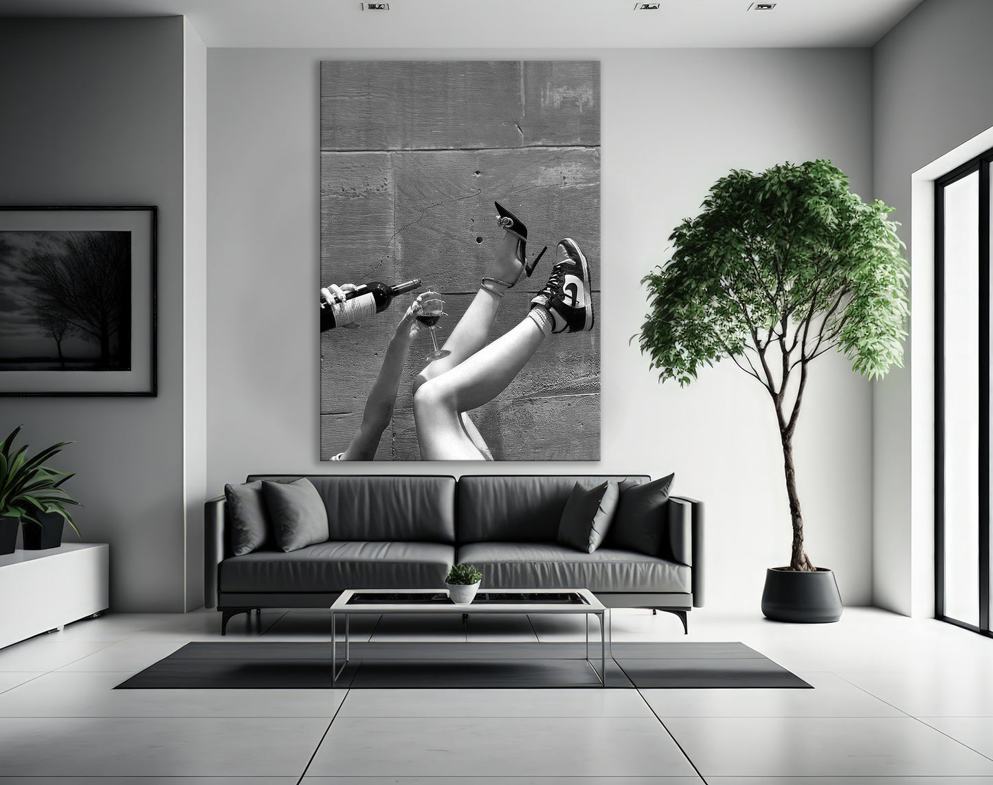 Woman Drinking Wine Elegant Urban Canvas Art, Alcohol Wall Art - PPL137