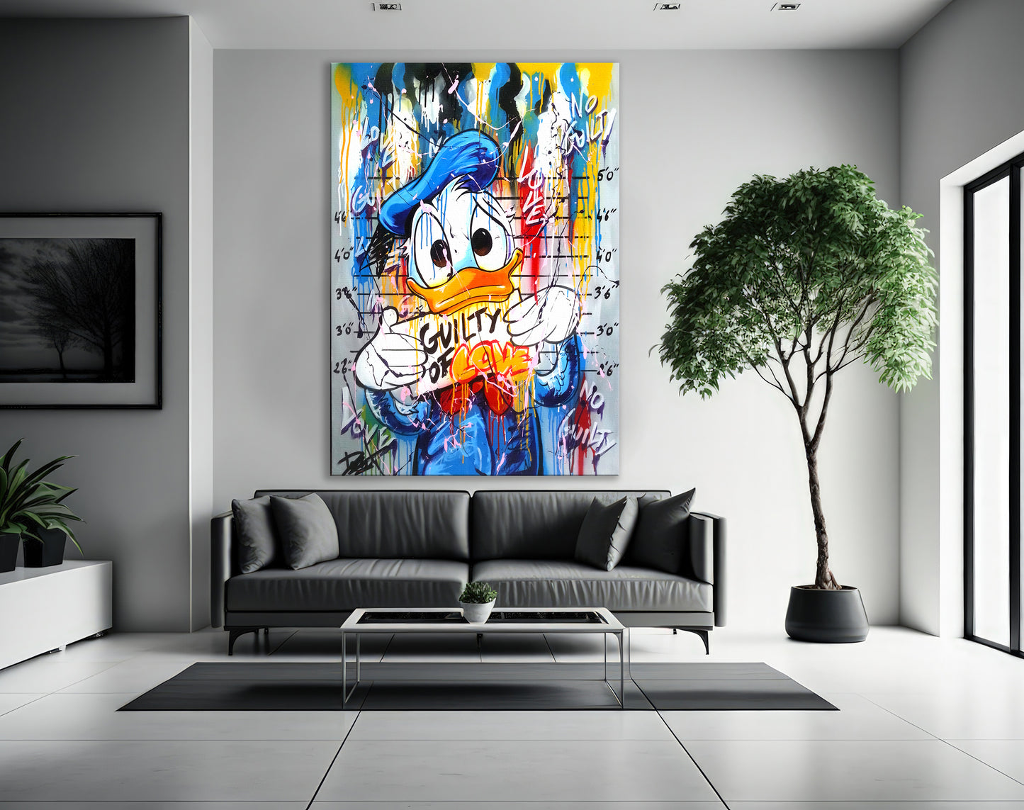 Banksy Guilty Donald Duck Graffiti Pop Art Canvas, Banksy Style Pop Art, Donald Duck Pop Art , Street Graffiti Wall Art, Donald Duck Gift - 65