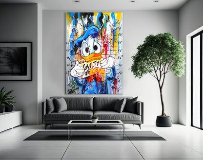 Banksy Guilty Donald Duck Graffiti Pop Art Canvas, Banksy Style Pop Art, Donald Duck Pop Art , Street Graffiti Wall Art, Donald Duck Gift - 65