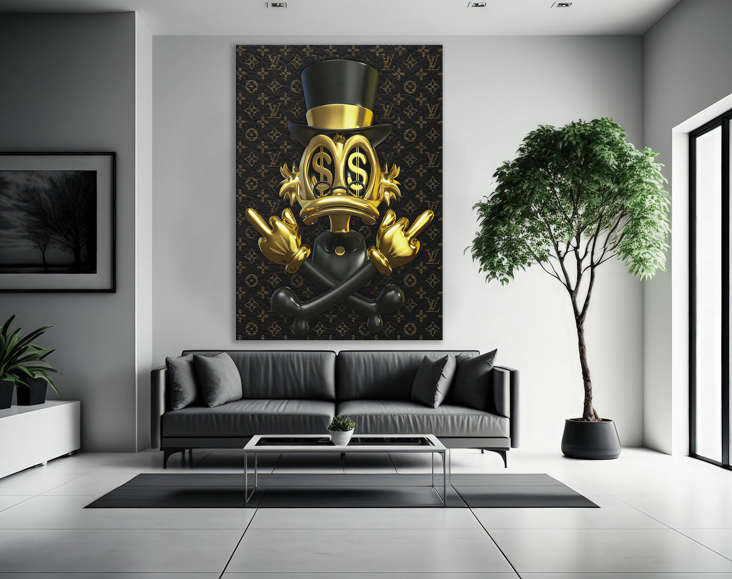 Scrooge McDuck Baloon Wall Art, Gold Mcduck Dollar Wall Decor, Dollar Wall Art - PPL101