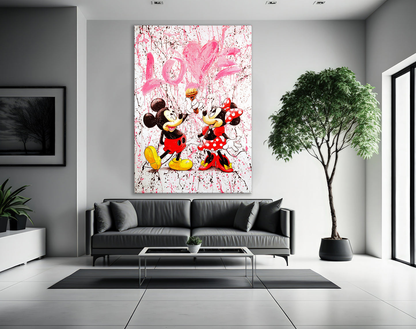 Abstract Love Mickey and Minne Mouse Pop art Canvas, Mickey Mouse Street Graffiti Art - 170