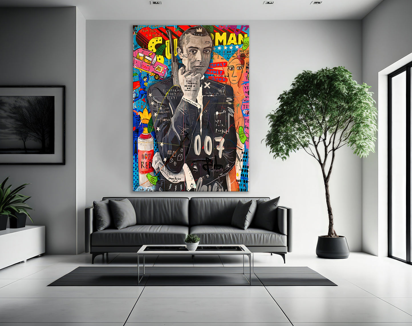 Banksy James Bond Graffiti Pop Art Canvas, Banksy Style Pop Art, Sean Connery Pop Art - 85