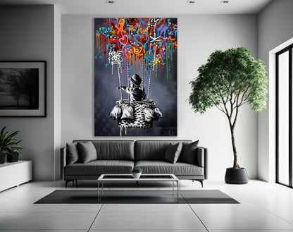 Banksy Balloon Canvas, Balloon Poster, Banksy Art, Wall Art Canvas Design - 192