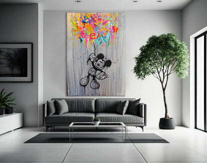 Abstract Mickey Balloon Mouse Canvas Wall Decor, Banksy Poster, Mickey Mouse Art - 81