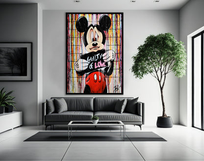 Banksy Guilty Love Mickey Mouse Graffiti Pop Art Canvas, Banksy Style Pop Art,  Mickey Mouse Pop Art , Street Graffiti Wall Art - 63